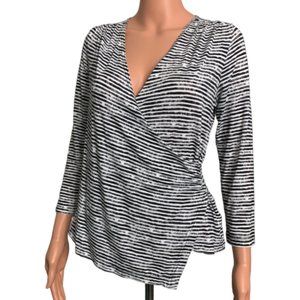 Cheryl Nash Windridge 3/4 Sleeve Zebra Wrap Top